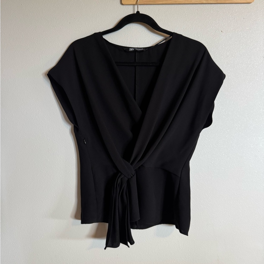Zara Black Wrap Top